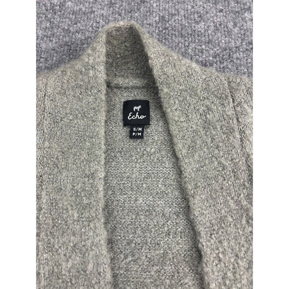 Echo New York Cardigan Sweater Women's S/M Gray Wool Blend Pockets Long Duster - Picture 2 of 6